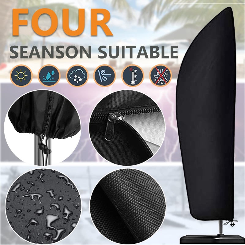 Petask Offset Umbrella Cover, Patio Umbrella Cover for 9ft to 13ft Cantilever Parasol Outdoor Market Umbrellas Cover with Zipper and Water Resistant Fabric Dark - Image 4